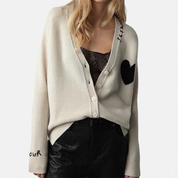 Zadig & Voltaire Sweaters - Zadig & Voltaire Cashmere Sweater NWT Amour Heart White